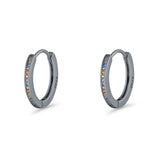 Round 20mm Multicolor Cubic Zirconia Huggie Hoop Earrings 925 Sterling Silver