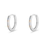 Round 20mm Multicolor Cubic Zirconia Huggie Hoop Earrings 925 Sterling Silver