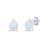 Round 9.6mm Lab Created White Opal Unicorn Stud Earring 925 Sterling Silver Wholesale