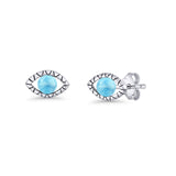 Eyelashes Eye Stud Earring 4.8mm Larimar 925 Sterling Silver Wholesale