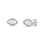 Eyelashes Eye Stud Earring 4.8mm Lab Created White Opal 925 Sterling Silver Wholesale