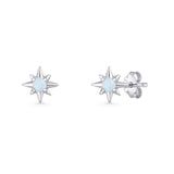 Round 5.4mm Star Stud Earring Lab Created White Opal 925 Sterling Silver Wholesale