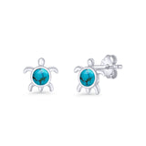 Round 8.5mm Turquoise Turtle Stud Earring 925 Sterling Silver Wholesale