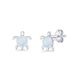 Round 8.5mm Lab Created White Opal Turtle Stud Earring 925 Sterling Silver Wholesale