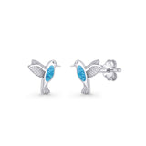 Hummingbird Stud Earring Lab Created Blue Opal 925 Sterling Silver Wholesale