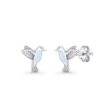 Hummingbird Stud Earring Lab Created White Opal 925 Sterling Silver Wholesale