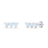 Three Stone Triangular Lab Created White Opal Stud Earring 925 Sterling Silver Wholesale