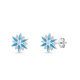 Flower Stud Earring Floral Lab Created Blue Opal 925 Sterling Silver Wholesale