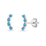 Round Lab Created Blue Opal Climber Stud Earring 925 Sterling Silver Wholesale