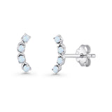 Round Lab Created White Opal Climber Stud Earring 925 Sterling Silver Wholesale