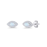 Marquise Halo Evil Eye Stud Earring Lab Created White Opal 925 Sterling Silver Wholesale