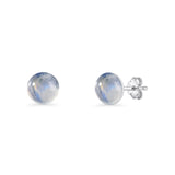 Round 7mm Moonstone Solitaire Stud Earring 925 Sterling Silver Wholesale