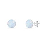 Round 7mm Lab Created White Opal Solitaire Stud Earring 925 Sterling Silver Wholesale