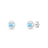 Round 3.9mm Larimar Flower Stud Earring 925 Sterling Silver Wholesale