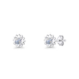 Round 3.9mm Moonstone Flower Stud Earring 925 Sterling Silver Wholesale