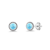 Round Twisted Rope Stud Earring Larimar 925 Sterling Silver Wholesale