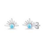 Round 7.5mm Sunset Stud Earring Larimar 925 Sterling Silver Wholesale