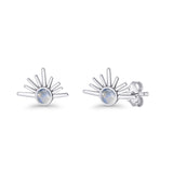 Round 7.5mm Sunset Stud Earring Moonstone 925 Sterling Silver Wholesale