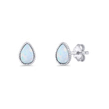 Pear Teardrop Stud Earring 7mm Lab Created White Opal 925 Sterling Silver Wholesale