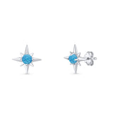 Minimalist 9.6mm Star Stud Earring Lab Created Blue Opal 925 Sterling Silver Wholesale