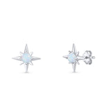 Minimalist 9.6mm Star Stud Earring Lab Created White Opal 925 Sterling Silver Wholesale