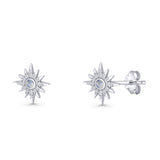 Starburst Stud Earring 10.7mm Moonstone 925 Sterling Silver Wholesale