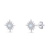 Starburst Stud Earring 10.7mm Lab Created White Opal 925 Sterling Silver Wholesale