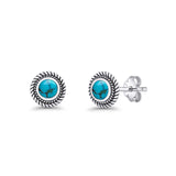 Round Turquoise Twisted Rope Stud Earring 925 Sterling Silver Wholesale