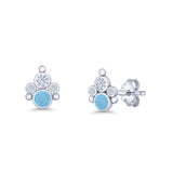 Paw Print Stud Earring Larimar & Cubic Zirconia 925 Sterling Silver Wholesale