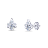 Paw Print Stud Earring Moonstone & Cubic Zirconia 925 Sterling Silver Wholesale