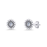 Sunflower Stud Earring 8.6mm Moonstone Oxidized 925 Sterling Silver Wholesale