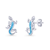 Lizard Stud Earring 13.7mm Lab Created Blue Opal 925 Sterling Silver Wholesale