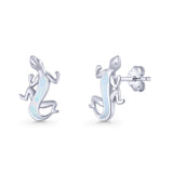 Lizard Stud Earring 13.7mm Lab Created White Opal 925 Sterling Silver Wholesale