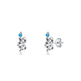 Snake Stud Earrings 12.9mm Lab Created Blue Opal 925 Sterling Silver Wholesale