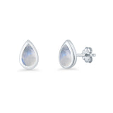 Pear Teardrop 9.3mm Solitaire Moonstone Stud Earring 925 Sterling Silver Wholesale