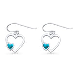 Heart Fishhook Earrings Turquoise Oxidized 925 Sterling Silver Wholesale