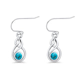 Round Twisted Loop Drop Fishhook Earring Oxidized Turquoise 925 Sterling Silver