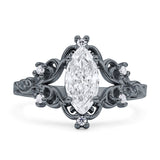 Vintage Style Engagement Ring Marquise Cubic Zirconia Black Tone 925 Sterling Silver Wholesale