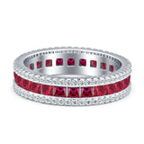 Full Eternity Band Princess Cut Ruby CZ 925 Sterling Silver Wholesale