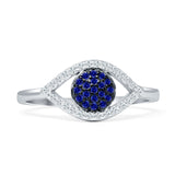 Evil Eye Blue Sapphire CZ Ring