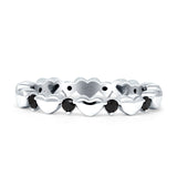 Round Black CZ 3mm Love Heart Ring 925 Sterling Silver Wholesale