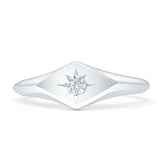 Twinkle Star Cubic Zirconia Signet Ring 7mm 925 Sterling Silver Wholesale