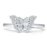 Heart Shaped Cluster Butterfly Ring 8.5mm Cubic Zirconia 925 Sterling Silver Wholesale