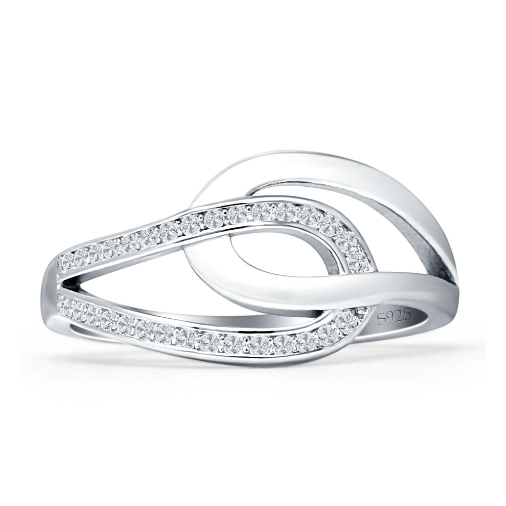 Interlocked Rings Cubic Zirconia 925 Sterling Silver Wholesale