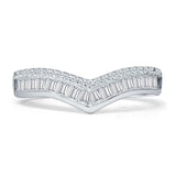 Half Eternity Band 6.3mm Curved Contour Ring Cubic Zirconia 925 Sterling Silver Wholesale