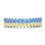 Half Eternity 5mm Blue CZ & Yellow CZ Wedding Band 925 Sterling Silver Wholesale