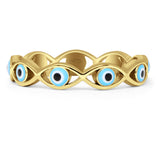 Minimalist 3.6mm Evil Eye Ring Stackable Band 925 Sterling Silver