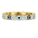Minimalist 3mm Evil Eye Ring Round Cubic Zirconia 925 Sterling Silver