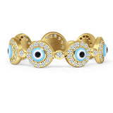 Round 5.4mm Evil Eye Ring Halo Cubic Zirconia 925 Sterling Silver