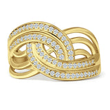 Art Deco 12mm Crossover Cubic Zirconia Stackable Ring 925 Sterling Silver